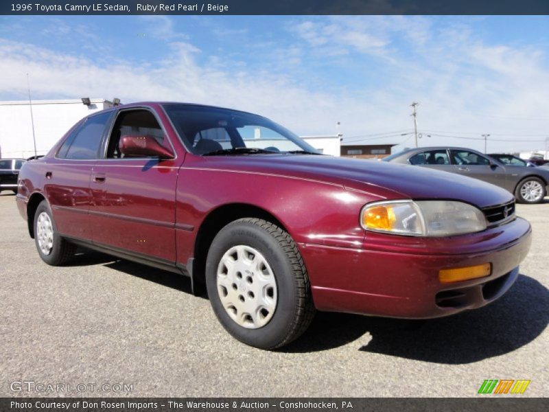 Ruby Red Pearl / Beige 1996 Toyota Camry LE Sedan