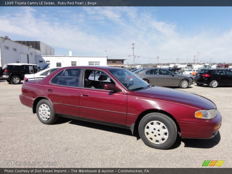 Ruby Red Pearl / Beige 1996 Toyota Camry LE Sedan