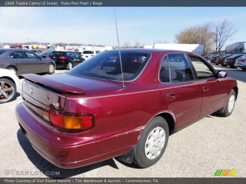 Ruby Red Pearl / Beige 1996 Toyota Camry LE Sedan