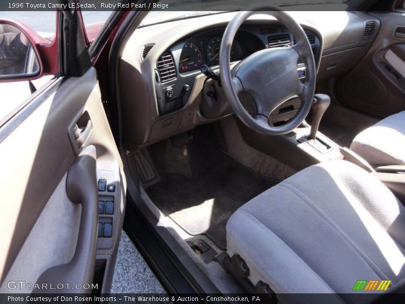 Ruby Red Pearl / Beige 1996 Toyota Camry LE Sedan