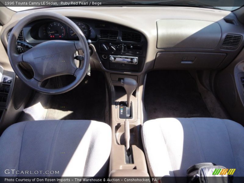 Ruby Red Pearl / Beige 1996 Toyota Camry LE Sedan