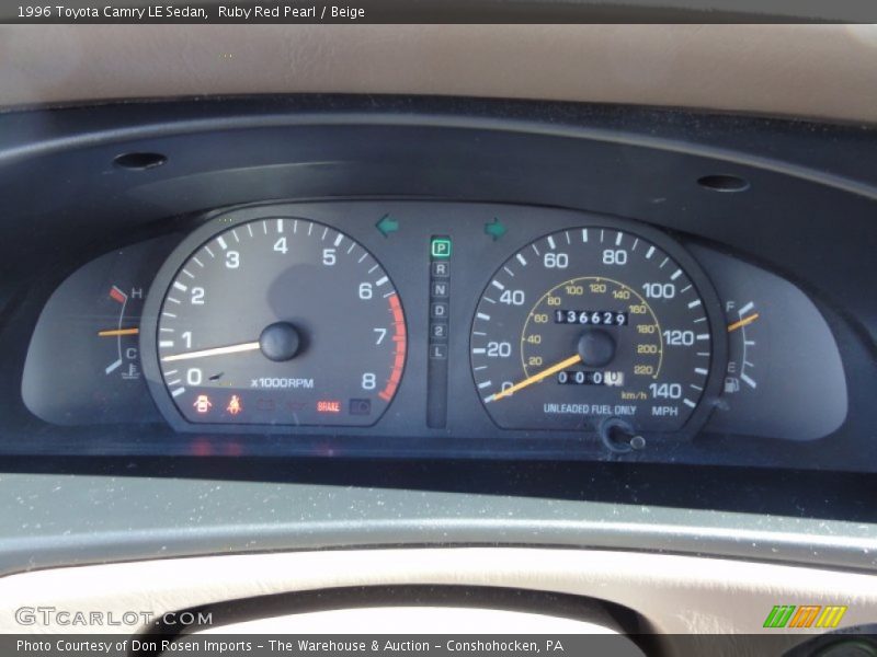 Ruby Red Pearl / Beige 1996 Toyota Camry LE Sedan