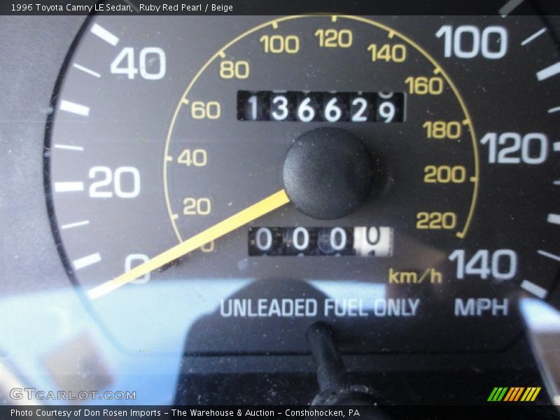 Ruby Red Pearl / Beige 1996 Toyota Camry LE Sedan