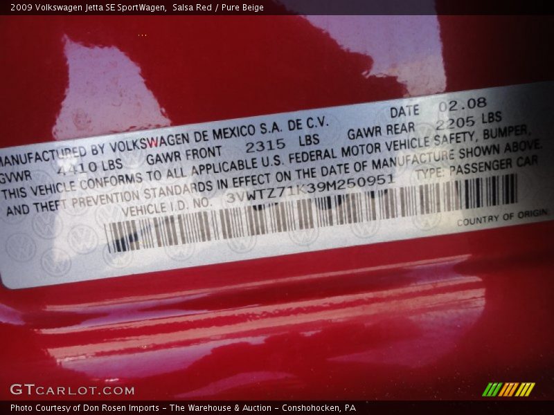Salsa Red / Pure Beige 2009 Volkswagen Jetta SE SportWagen