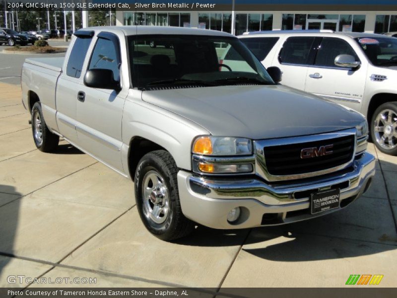 Silver Birch Metallic / Pewter 2004 GMC Sierra 1500 SLE Extended Cab