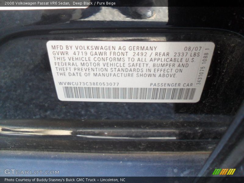 Deep Black / Pure Beige 2008 Volkswagen Passat VR6 Sedan
