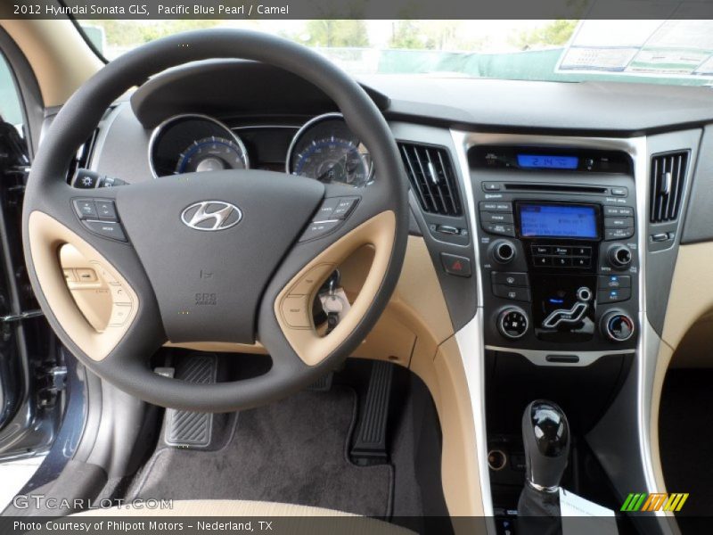 Pacific Blue Pearl / Camel 2012 Hyundai Sonata GLS