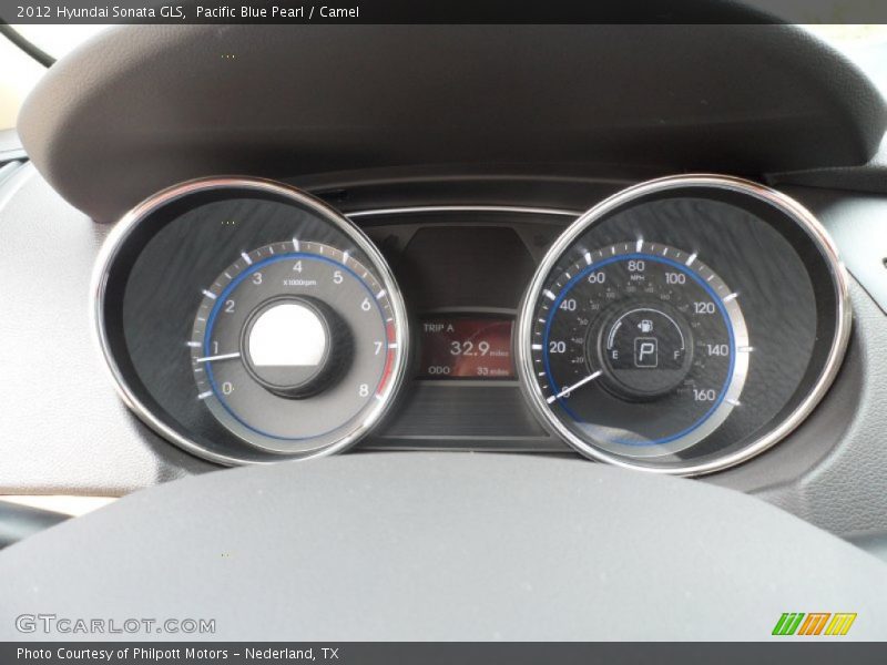 Pacific Blue Pearl / Camel 2012 Hyundai Sonata GLS