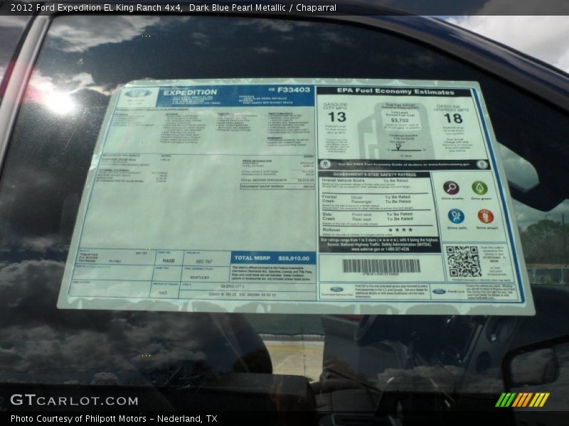 2012 Expedition EL King Ranch 4x4 Window Sticker