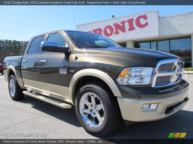 Sagebrush Pearl / Dark Slate Gray/Russet 2012 Dodge Ram 1500 Laramie Longhorn Crew Cab 4x4
