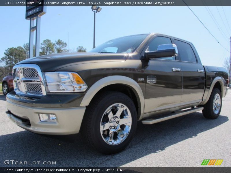 Sagebrush Pearl / Dark Slate Gray/Russet 2012 Dodge Ram 1500 Laramie Longhorn Crew Cab 4x4