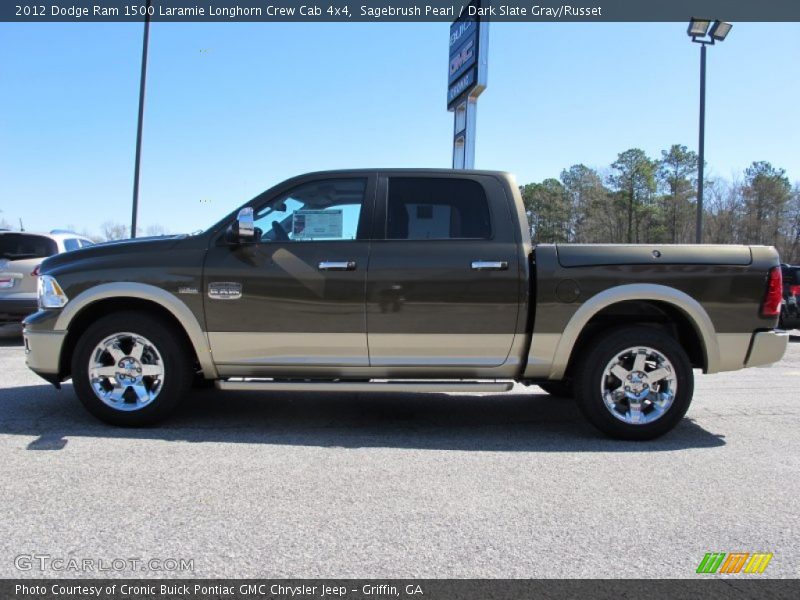 Sagebrush Pearl / Dark Slate Gray/Russet 2012 Dodge Ram 1500 Laramie Longhorn Crew Cab 4x4