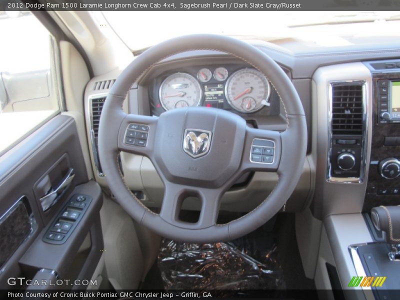 Sagebrush Pearl / Dark Slate Gray/Russet 2012 Dodge Ram 1500 Laramie Longhorn Crew Cab 4x4