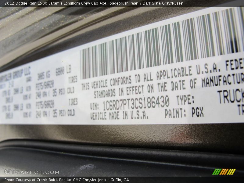 Sagebrush Pearl / Dark Slate Gray/Russet 2012 Dodge Ram 1500 Laramie Longhorn Crew Cab 4x4