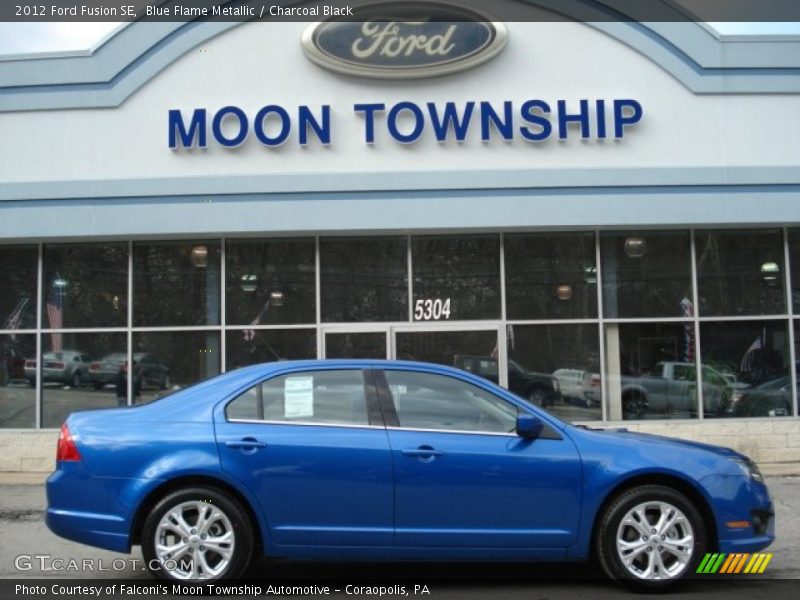 Blue Flame Metallic / Charcoal Black 2012 Ford Fusion SE