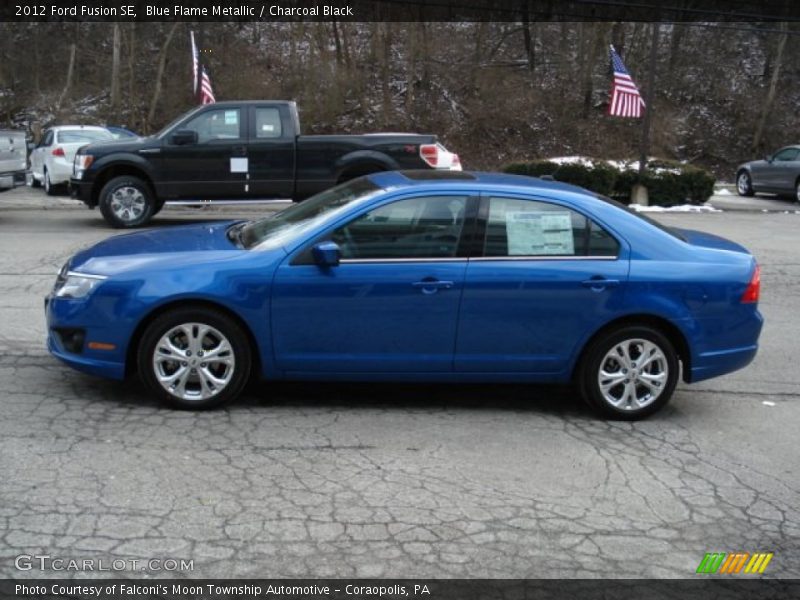 Blue Flame Metallic / Charcoal Black 2012 Ford Fusion SE