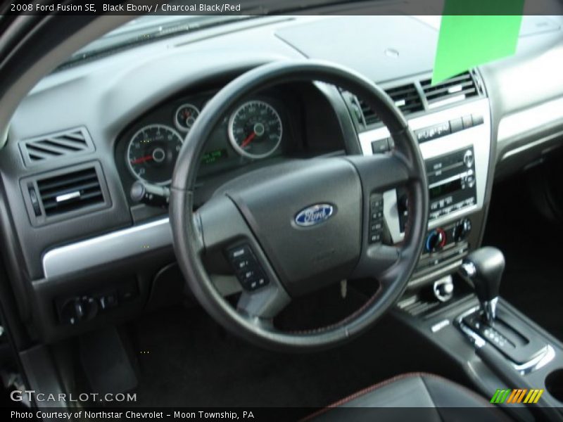 Black Ebony / Charcoal Black/Red 2008 Ford Fusion SE