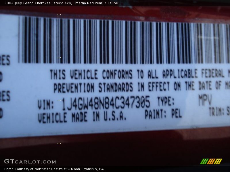 2004 Grand Cherokee Laredo 4x4 Inferno Red Pearl Color Code PEL