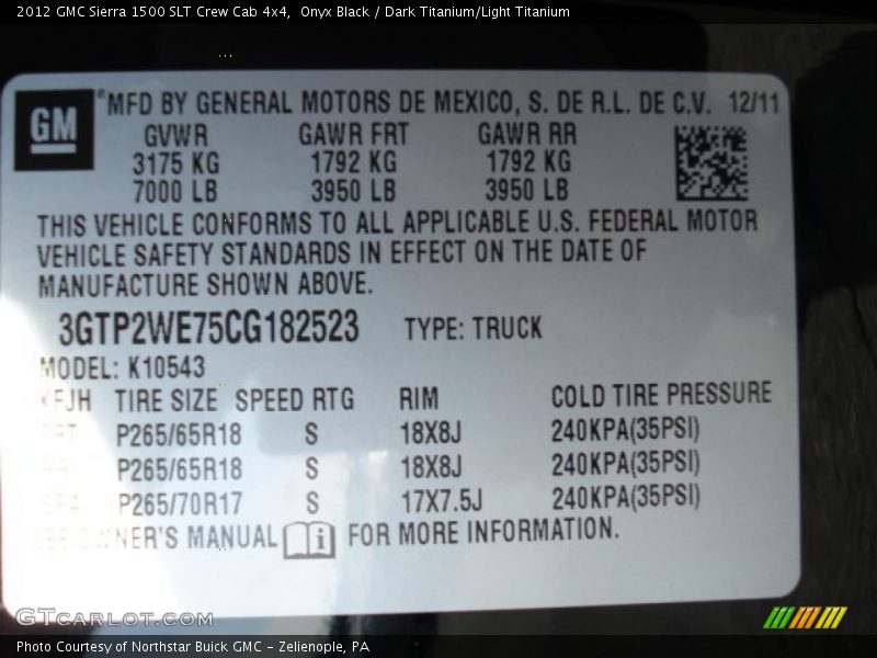 Onyx Black / Dark Titanium/Light Titanium 2012 GMC Sierra 1500 SLT Crew Cab 4x4