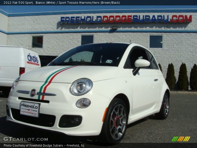 Bianco (White) / Sport Tessuto Marrone/Nero (Brown/Black) 2012 Fiat 500 Sport