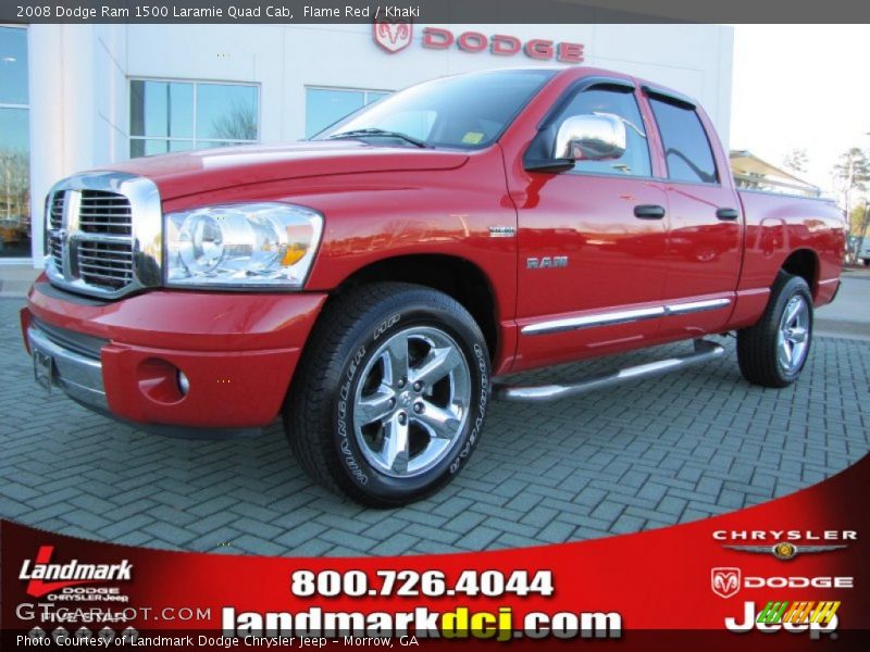 Flame Red / Khaki 2008 Dodge Ram 1500 Laramie Quad Cab
