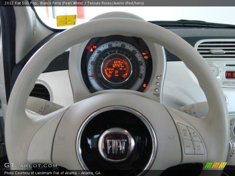Bianco Perla (Pearl White) / Tessuto Rosso/Avorio (Red/Ivory) 2012 Fiat 500 Pop