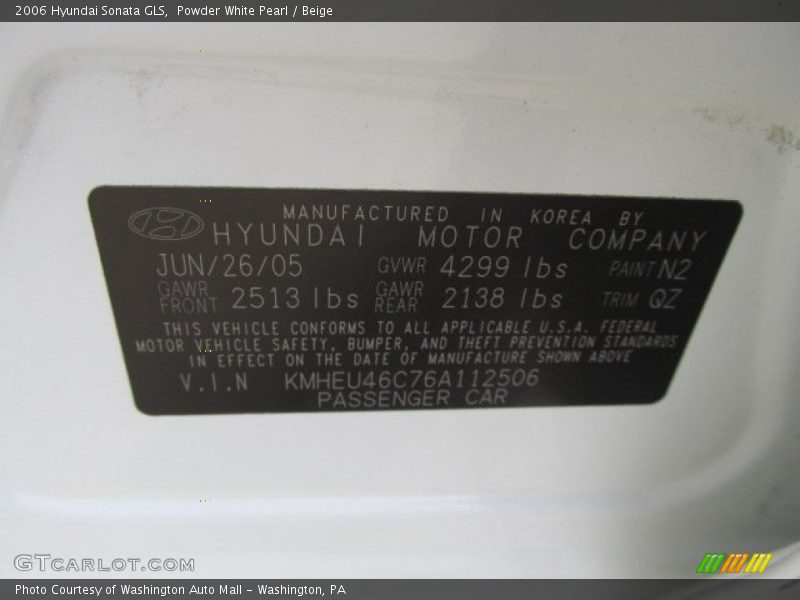 Powder White Pearl / Beige 2006 Hyundai Sonata GLS