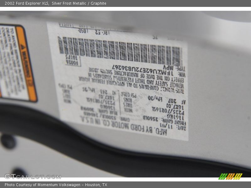 2002 Explorer XLS Silver Frost Metallic Color Code TS