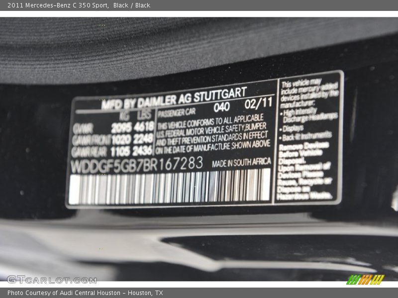 Black / Black 2011 Mercedes-Benz C 350 Sport