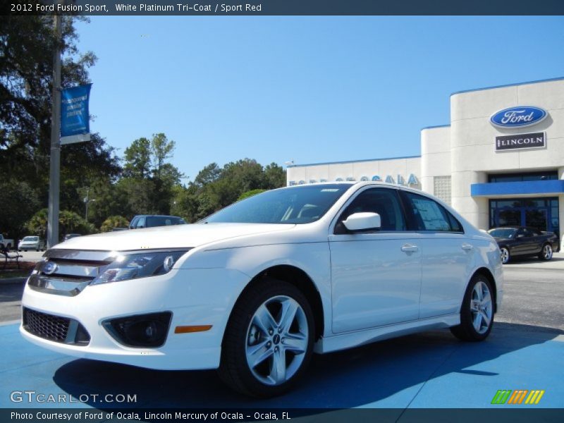 White Platinum Tri-Coat / Sport Red 2012 Ford Fusion Sport