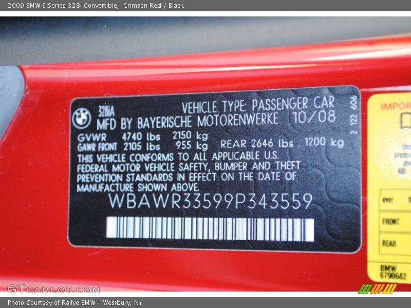 Crimson Red / Black 2009 BMW 3 Series 328i Convertible