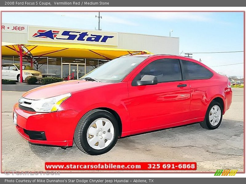 Vermillion Red / Medium Stone 2008 Ford Focus S Coupe