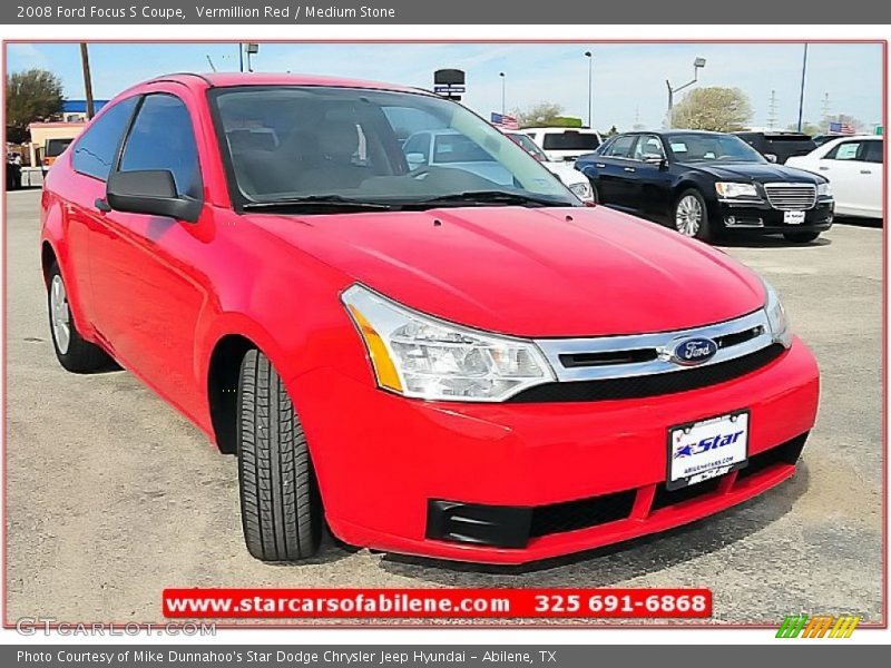 Vermillion Red / Medium Stone 2008 Ford Focus S Coupe