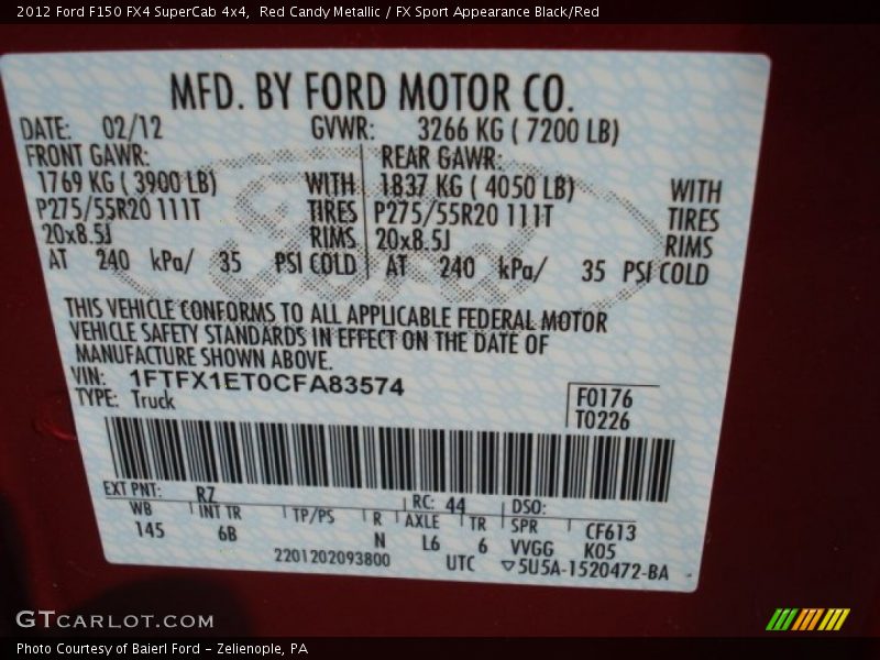 Red Candy Metallic / FX Sport Appearance Black/Red 2012 Ford F150 FX4 SuperCab 4x4