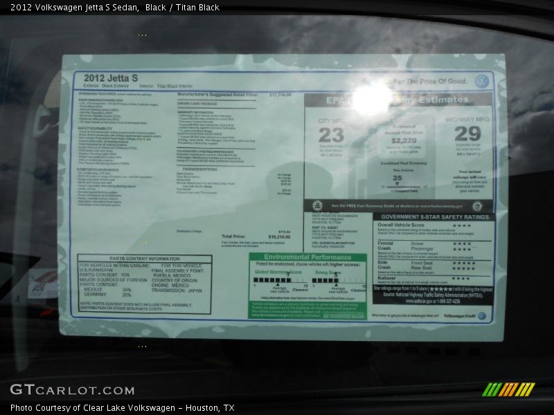 Black / Titan Black 2012 Volkswagen Jetta S Sedan