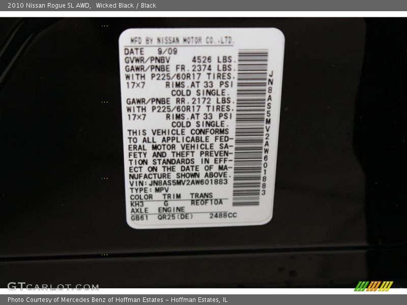 Wicked Black / Black 2010 Nissan Rogue SL AWD
