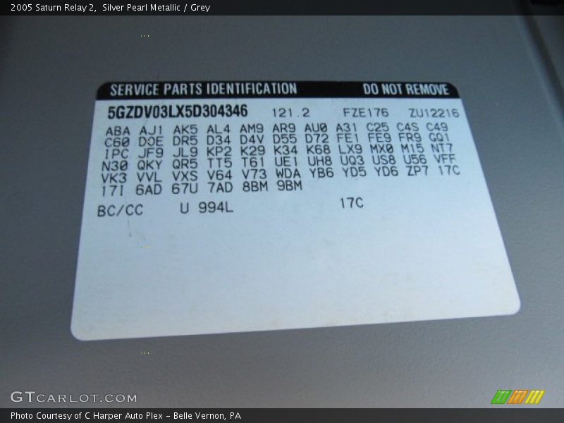 2005 Relay 2 Silver Pearl Metallic Color Code 994L