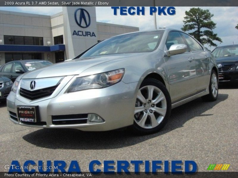 Silver Jade Metallic / Ebony 2009 Acura RL 3.7 AWD Sedan