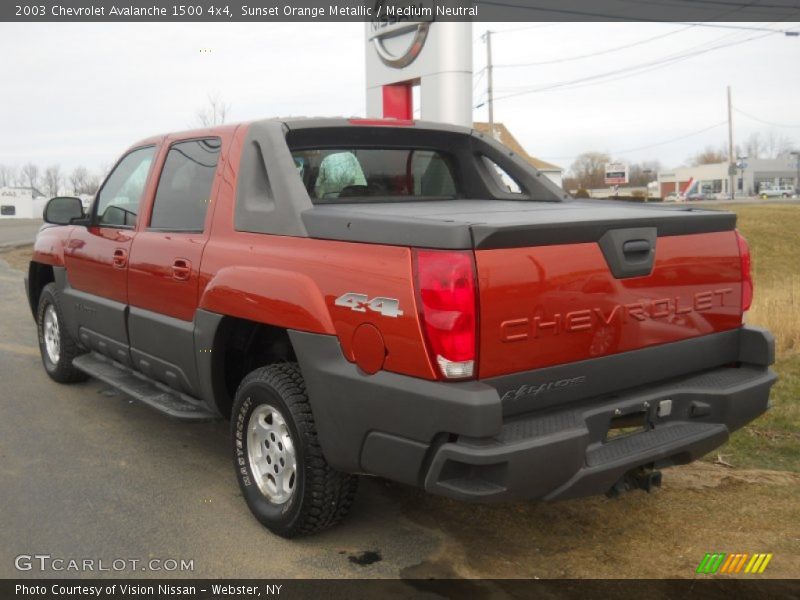 Sunset Orange Metallic / Medium Neutral 2003 Chevrolet Avalanche 1500 4x4