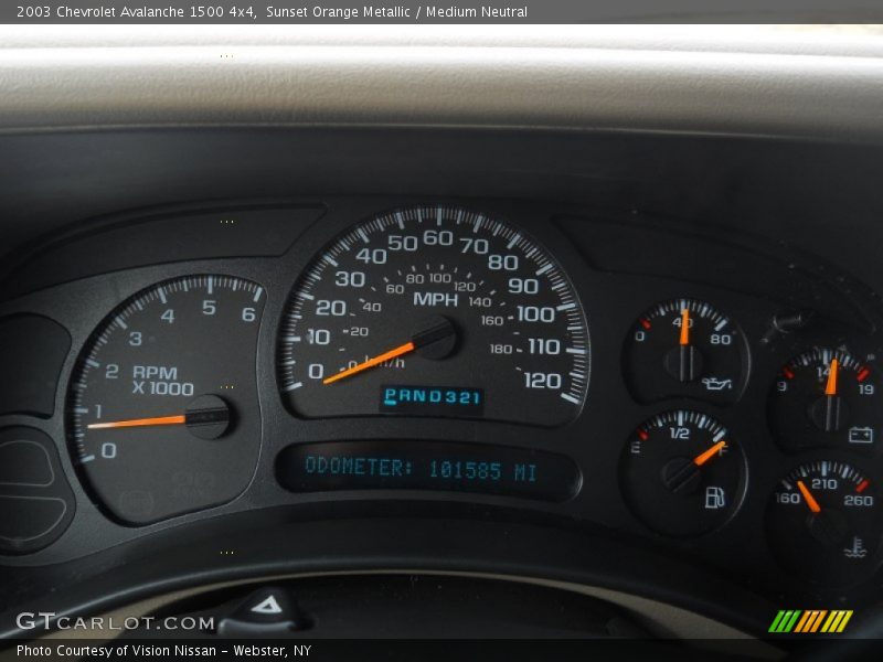 Sunset Orange Metallic / Medium Neutral 2003 Chevrolet Avalanche 1500 4x4