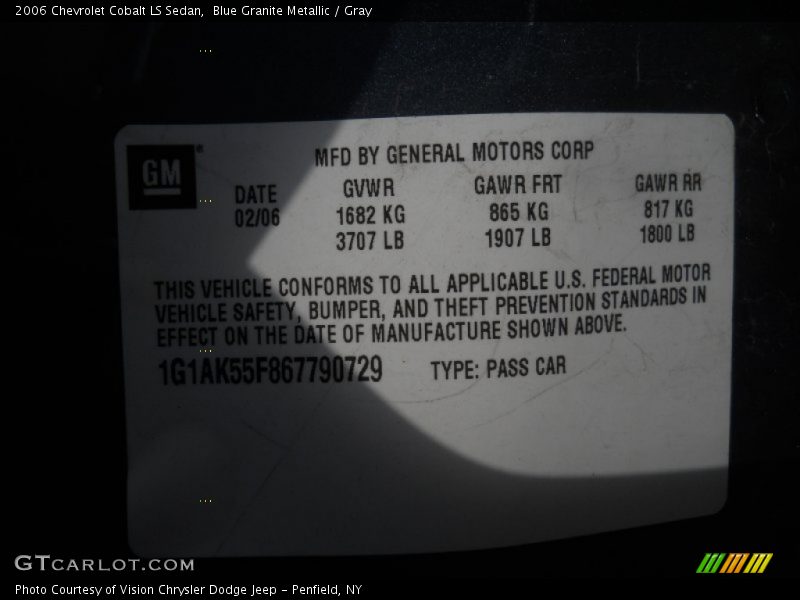 Blue Granite Metallic / Gray 2006 Chevrolet Cobalt LS Sedan