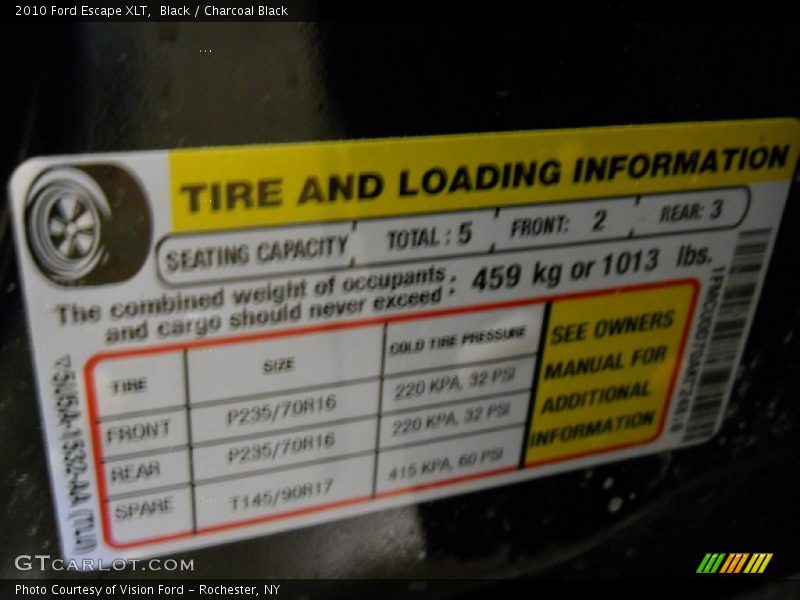 Black / Charcoal Black 2010 Ford Escape XLT