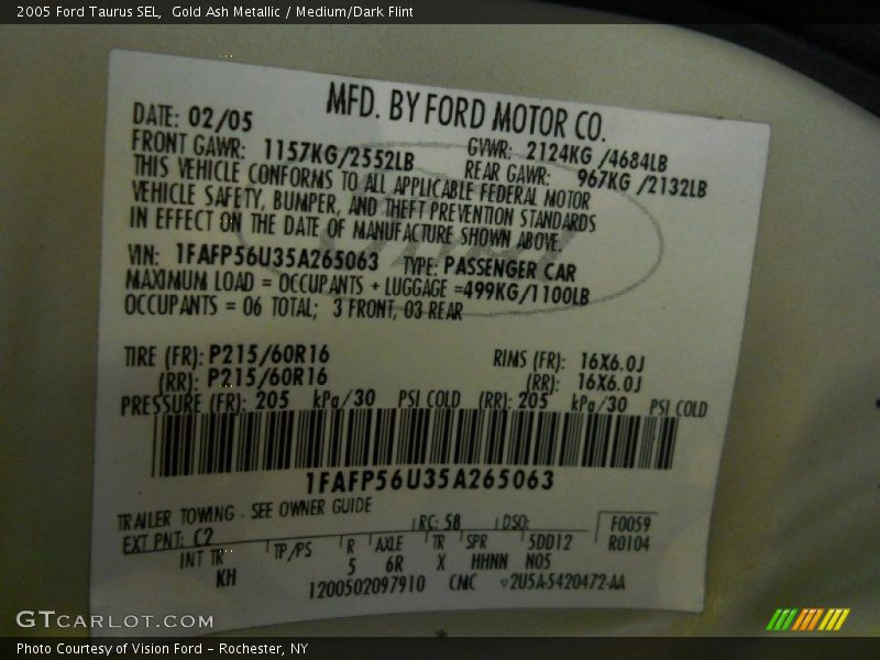 Gold Ash Metallic / Medium/Dark Flint 2005 Ford Taurus SEL