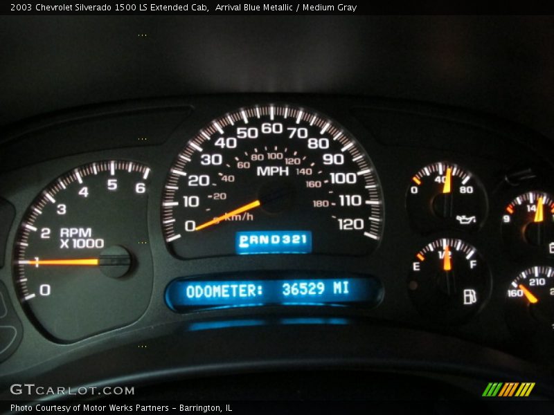 Arrival Blue Metallic / Medium Gray 2003 Chevrolet Silverado 1500 LS Extended Cab