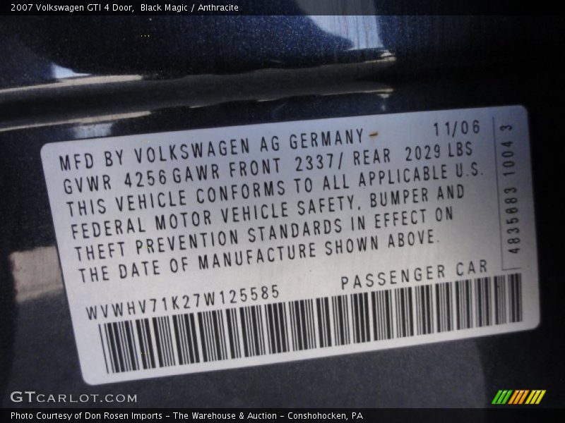 Black Magic / Anthracite 2007 Volkswagen GTI 4 Door