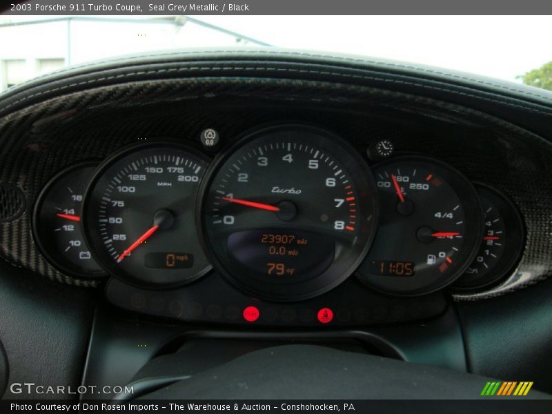 Seal Grey Metallic / Black 2003 Porsche 911 Turbo Coupe