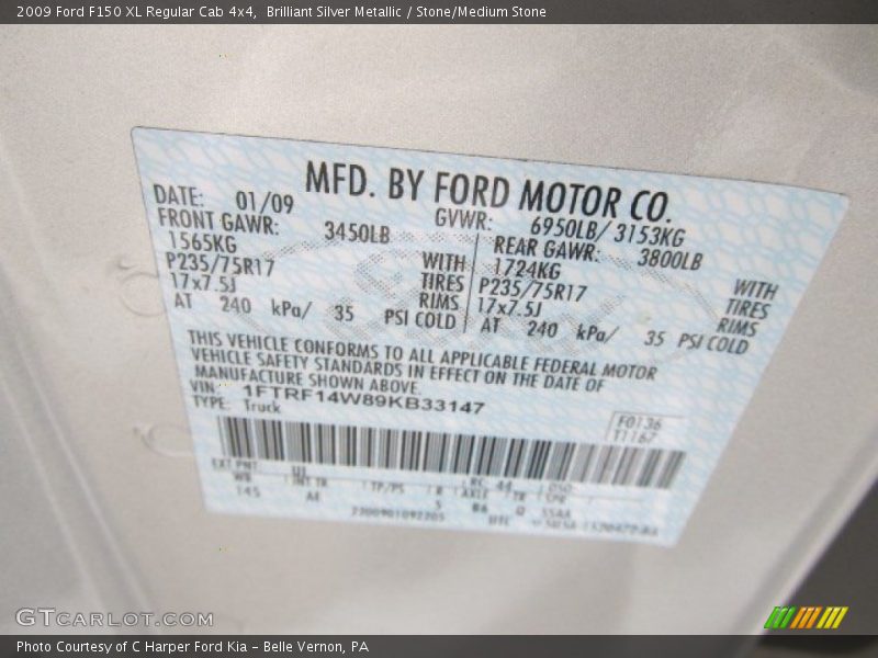Brilliant Silver Metallic / Stone/Medium Stone 2009 Ford F150 XL Regular Cab 4x4