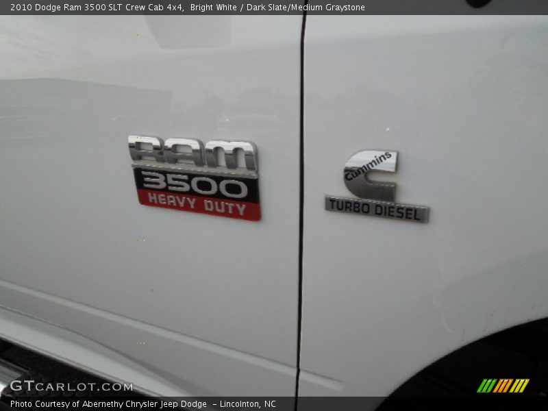 Bright White / Dark Slate/Medium Graystone 2010 Dodge Ram 3500 SLT Crew Cab 4x4