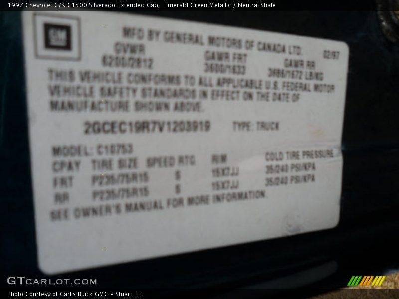 Emerald Green Metallic / Neutral Shale 1997 Chevrolet C/K C1500 Silverado Extended Cab