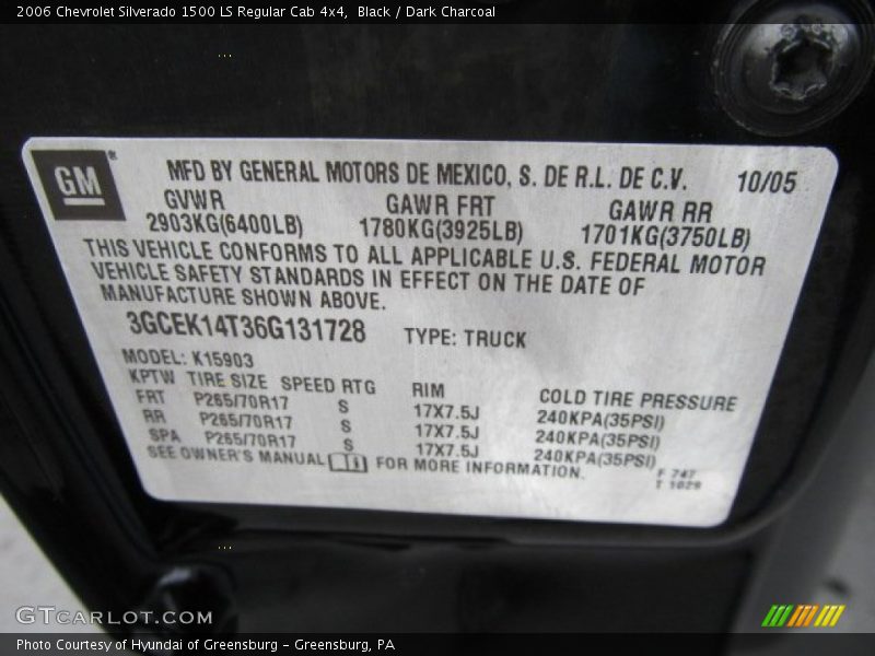 Black / Dark Charcoal 2006 Chevrolet Silverado 1500 LS Regular Cab 4x4